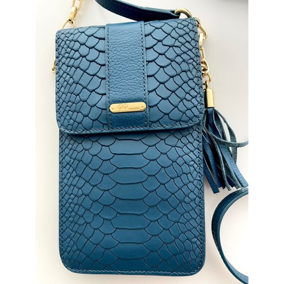 The Embossed Python Smart Phone Crossbody - Gigi New York - Denim - Penny- NWOT - Picture 3 of 8